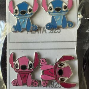 Stitch Blue and Pink Enamel Pin Set Adorable Accessories